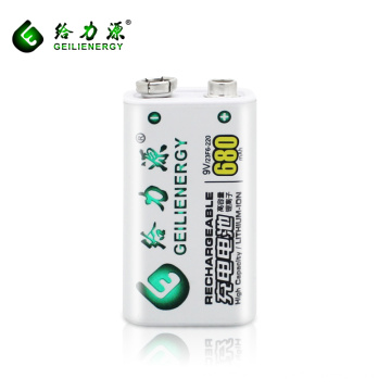 Haute capacité travail plus durable 680 mah batterie rechargeable li ion batterie 9 v batterie